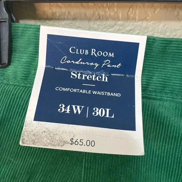 Men’s Club Room Classic Fit Green corduroy Pants Size 34W X 30L - Picture 3 of 9
